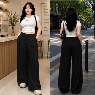 Quần ống rộng bigsize nữ dáng suông dài cạp cao hách dạng chất cotton lạnh mềm nhẹ mát QDNT