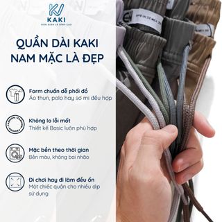 Quần dài kaki nam lưng thun co giãn KV Kaki form slim fit, vải kaki cotton mềm mịn, thoáng khí, mặc đi làm hằng ngày