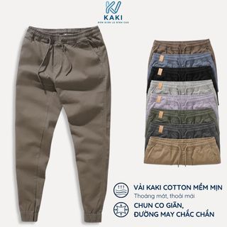 Quần dài kaki nam lưng thun co giãn KV Kaki form slim fit, vải kaki cotton mềm mịn, thoáng khí, mặc đi làm hằng ngày