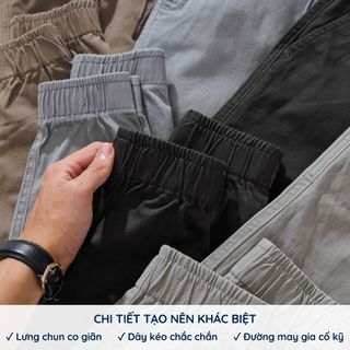 Quần dài kaki nam lưng thun co giãn KV Kaki form slim fit, vải kaki cotton mềm mịn, thoáng khí, mặc đi làm hằng ngày