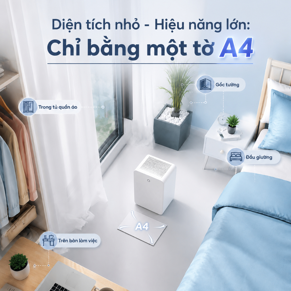 Tixx Máy hút ẩm 0.5L thiết btị gia đình văn phòng 270mL/ngày chống ồn tiết kiệm điện