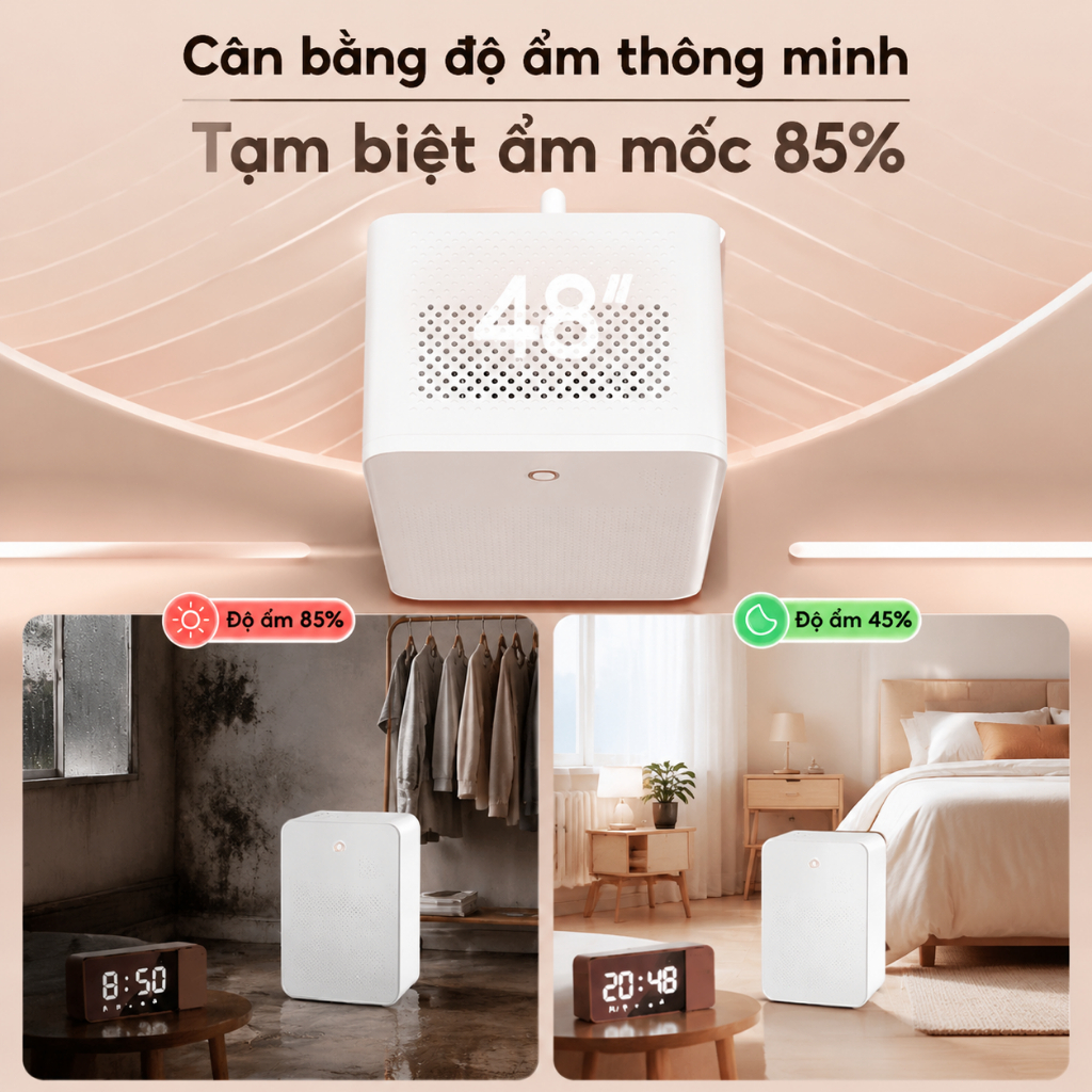 Tixx Máy hút ẩm 0.5L thiết btị gia đình văn phòng 270mL/ngày chống ồn tiết kiệm điện