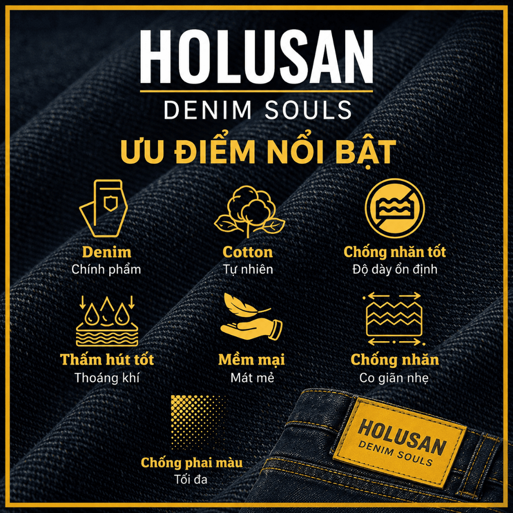 Đen Tiêu VIP 13 - Quần Jean Nam Đen Slimfit Co Giãn Nhẹ Form Suông Đứng Tôn Dáng Holusan Basic Dễ Phối