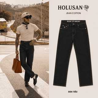 Đen Tiêu VIP 13 - Quần Jean Nam Đen Slimfit Co Giãn Nhẹ Form Suông Đứng Tôn Dáng Holusan Basic Dễ Phối