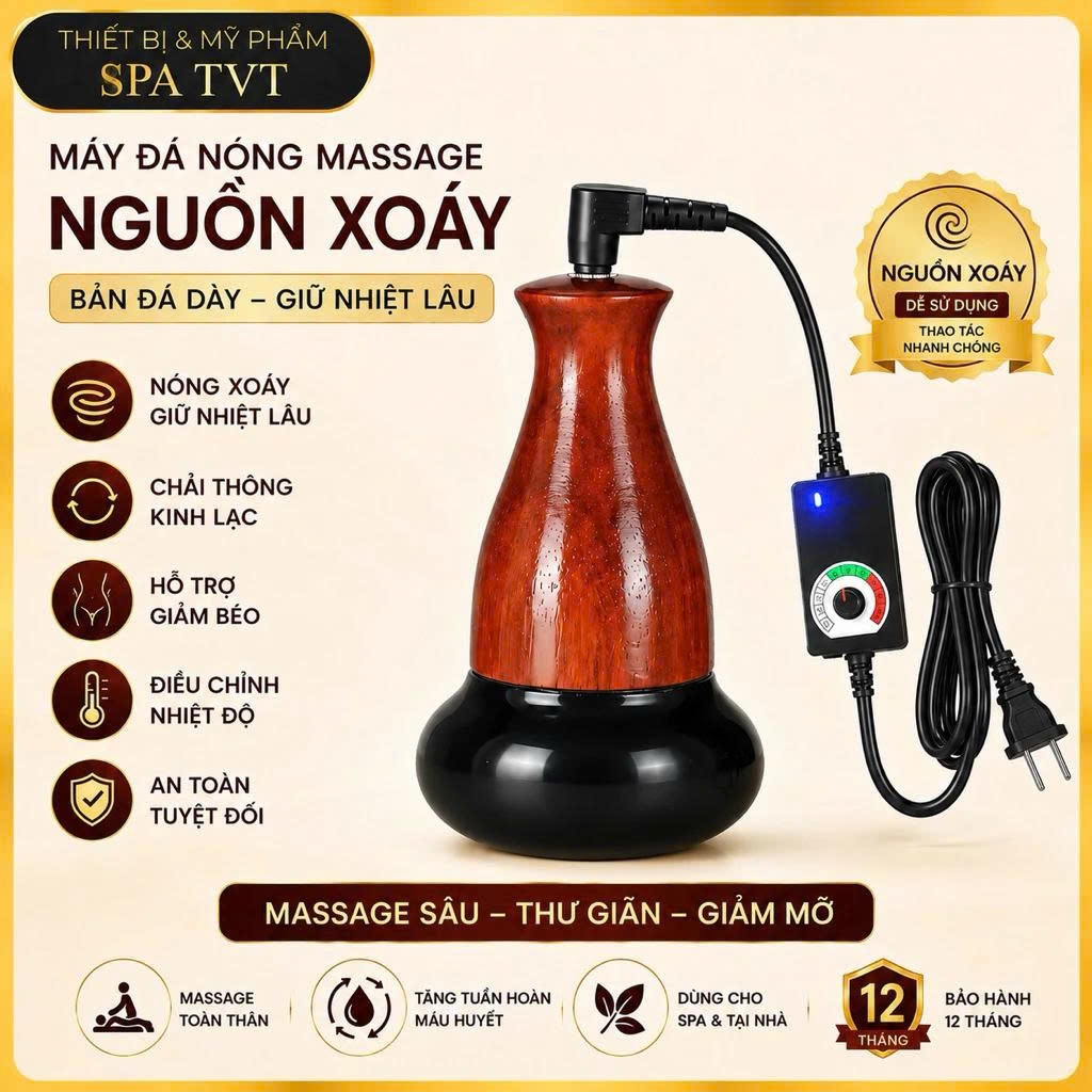 Máy Đá Nóng Xoáy Nhỏ Đá Bian Massage Body, Hỗ Trợ Giảm Béo, Chải Thông Kinh Lạc, Dưỡng Sinh BH 12 Tháng