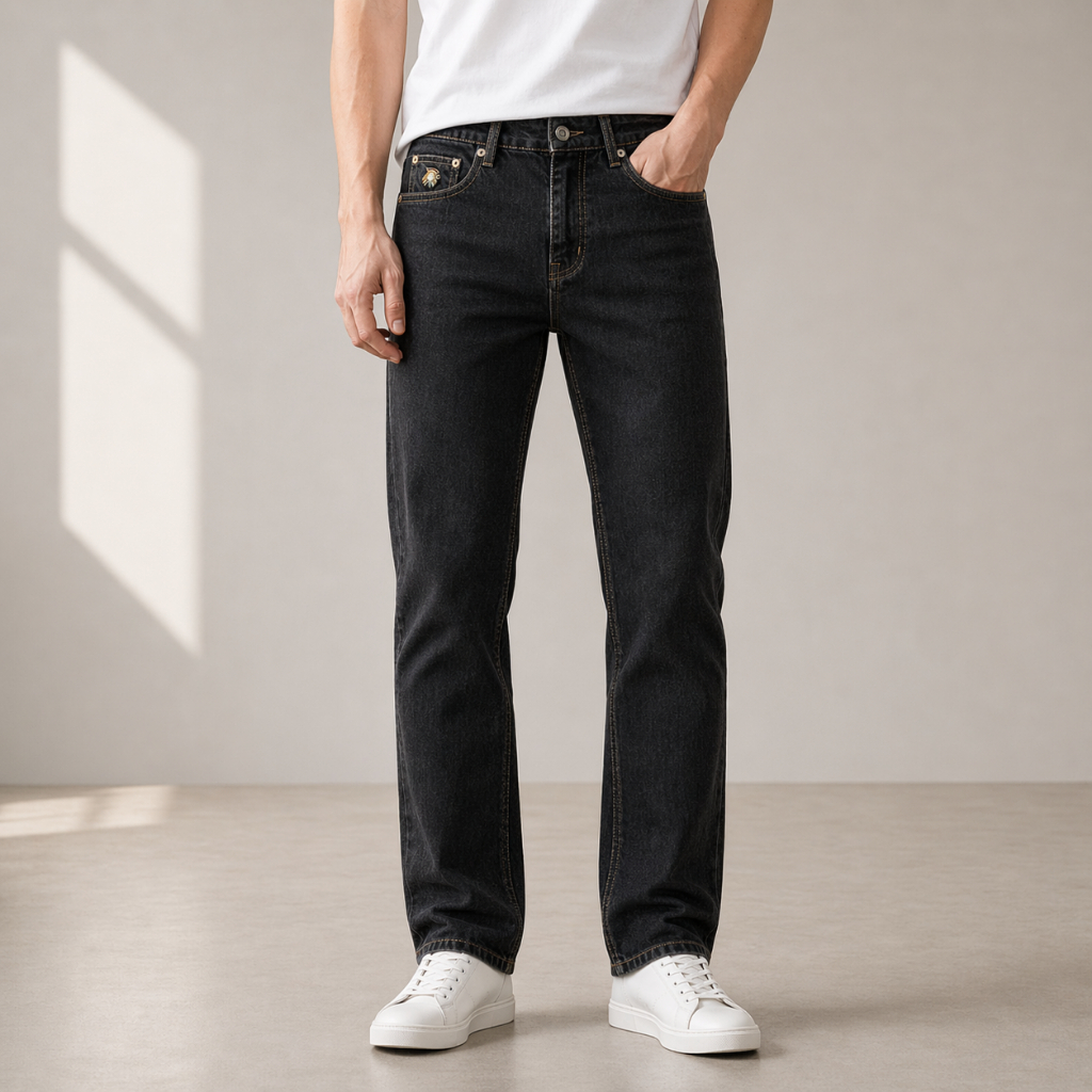 Đen Tiêu VIP 13 - Quần Jean Nam Đen Slimfit Co Giãn Nhẹ Form Suông Đứng Tôn Dáng Holusan Basic Dễ Phối