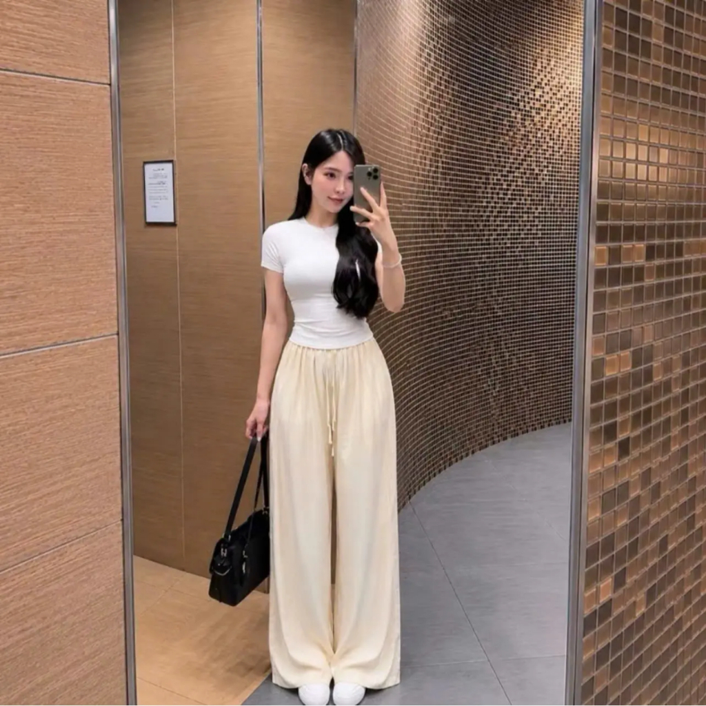 [ DEAL MỞ BÁN ] Quần Ống Rộng Nữ Nhiều Màu Vải Linen Cạp Chun Có Dây Rút Thoải Mái - Pena House