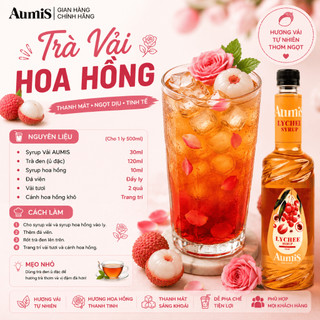 Siro Syrup Vải Aumis 750ml Cao Cấp – Hương Vị Thơm Ngon, Pha Chế Trà Sữa & Trà Trái Cây