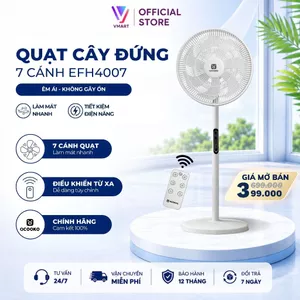 Quạt điện cây đứng QCOOKO 7 cánh kèm điều khiển từ xa tiện lợi hoạt động êm ái tiết kiệm điện