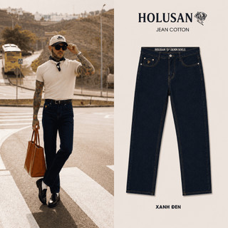 Xanh Đen Trơn VIP 7 - Quần Jean Nam Xanh Đen Trơn Slimfit Holusan Co Giãn Nhẹ Form Đứng Basic Cao Cấp