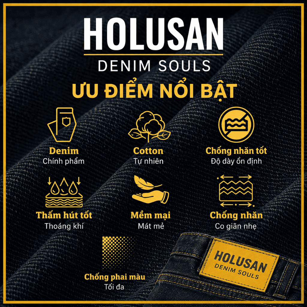 Đen Trơn VIP 8 - Quần Jean Nam Đen Trơn Slimfit Holusan Co Giãn Nhẹ Form Ôm Basic Cao Cấp
