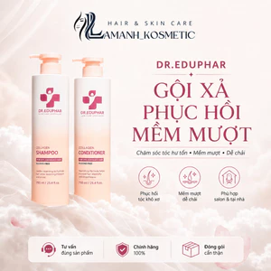 Cặp Gội Xả Dr.EDUPHAR Collagen 750ml | Hỗ Trợ Phục Hồi Tóc Khô Xơ, Dưỡng Mềm Mượt Chuẩn Salon