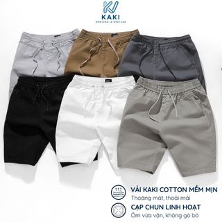 Quần short kaki nam lưng chun co giãn KV Kaki form regular fit, vải kaki cotton mềm mịn, thoáng khí, thời trang