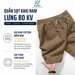Quần short kaki nam lưng chun co giãn KV Kaki form regular fit, vải kaki cotton mềm mịn, thoáng khí, thời trang