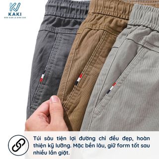 Quần short kaki nam lưng chun co giãn KV Kaki form regular fit, vải kaki cotton mềm mịn, thoáng khí, thời trang