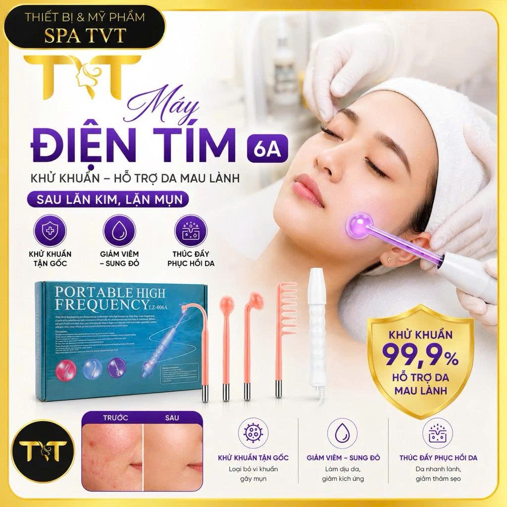 MÁY ĐIỆN TÍM KHỬ TRÙNG VÀ MAU LÀNH DA SAU LẶN MỤN MẪU 6A & 8A