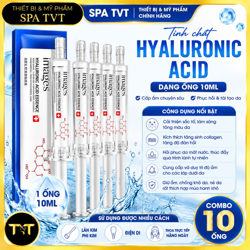 Serum HA 10 Ống Cấp Ẩm, Hỗ Trợ Chăm Sóc Da Khô Thiếu Nước, Dùng Cho Spa Và Tại Nhà