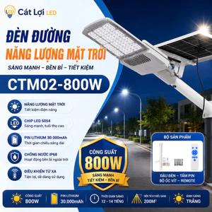 Đèn Năng Lượng Mặt Trời 800W Siêu Sáng, Đèn Đường Solar Có Remote, Tự Động Sáng Tắt, Chống Nước IP68