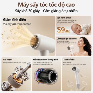 Máy sấy tóc ion âm sấy khô nhanh 2 Chiều Nóng Lạnh động cơ tốc độ cao gió tự nhiên Tặng Kèm Đầu Sấy