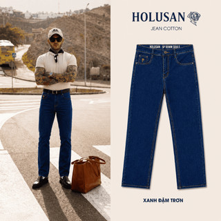 Xanh Đậm Trơn VIP 3 - Quần Jean Nam Đen Slimfit Co Giãn Nhẹ Form Đứng Tôn Dáng Holusan Basic Dễ Phối