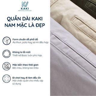 Quần dài kaki nam KV Kaki Slimfit, kaki cotton co giãn, đứng form lịch sự, lưng cài công sở, khóa kéo đồng