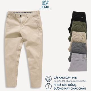 Quần dài kaki nam KV Kaki Slimfit, kaki cotton co giãn, đứng form lịch sự, lưng cài công sở, khóa kéo đồng