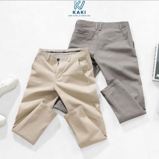 Quần dài kaki nam KV Kaki Slimfit, kaki cotton co giãn, đứng form lịch sự, lưng cài công sở, khóa kéo đồng