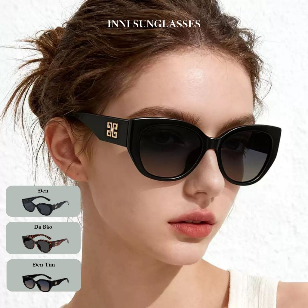 Kính râm phân cực INNI tròng Polarized HD chống chói chống lóa, form vuông mắt mèo 35022