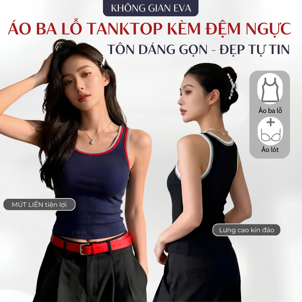 Áo Tanktop Nữ Chất Modal Siêu Mát Kháng Khuẩn Áo Ba Lỗ Nữ Có Sẵn Đệm Ngực Co Giãn Thoải Mái 8008
