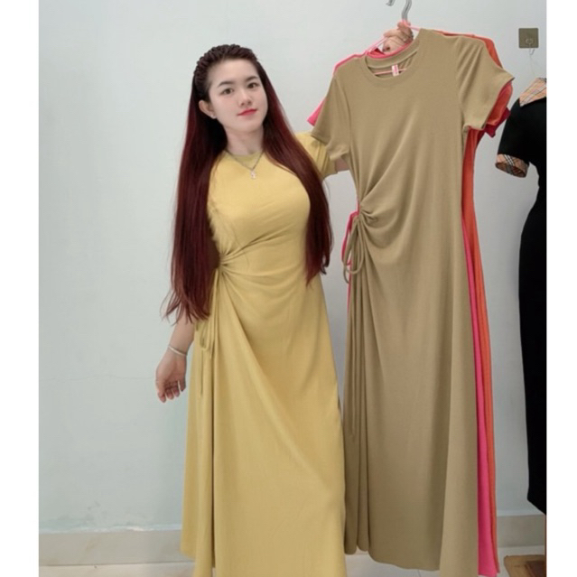 Đầm tay ngắn rút eo siêu tôn dáng che khuyết điểm có size lớn dưới 85kí