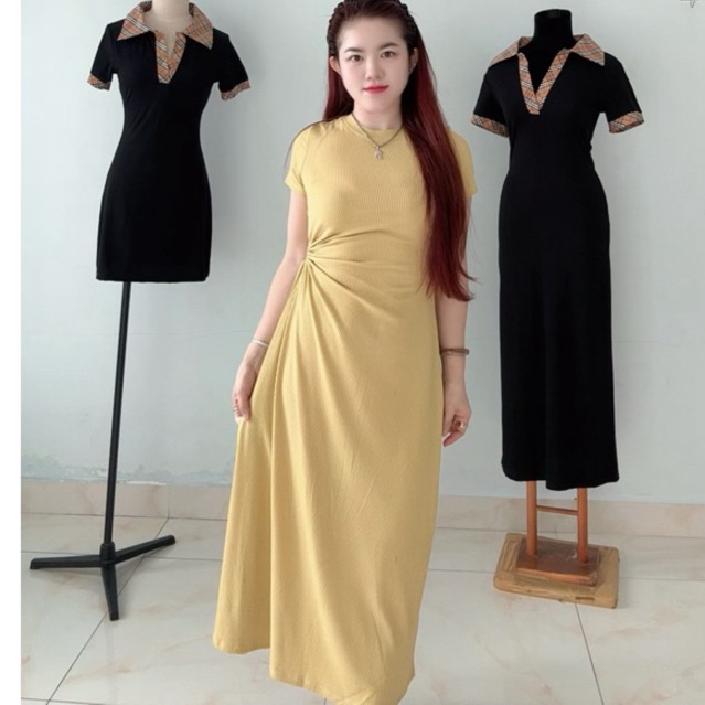 Đầm tay ngắn rút eo siêu tôn dáng che khuyết điểm có size lớn dưới 85kí