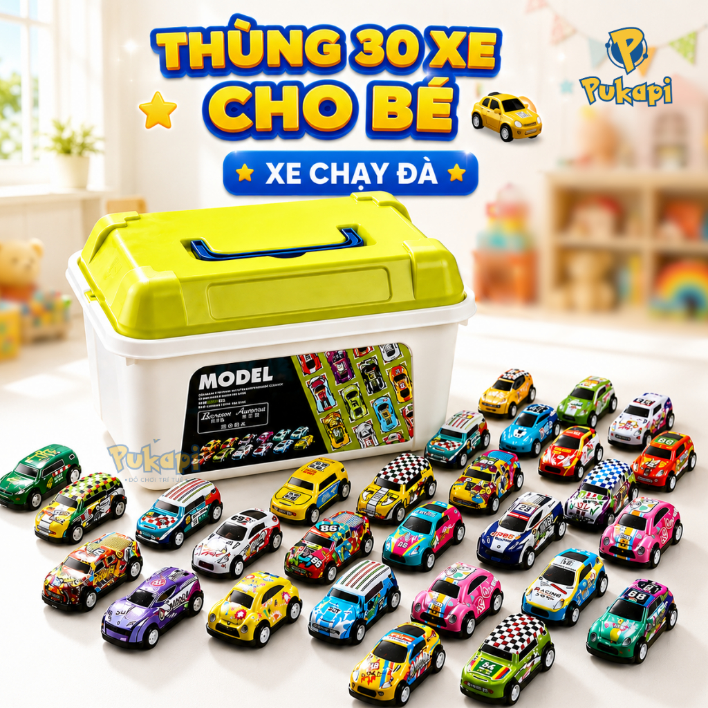 Xe Ô Tô Đồ Chơi Thùng 30 Xe Ô Tô oto Mini  Ô Tô Đồ Chơi Hợp Kim Hộp Đồ Chơi Xe Ô Tô Mô Hình Xe- Đồ Chơi Cho Bé PUKAPI