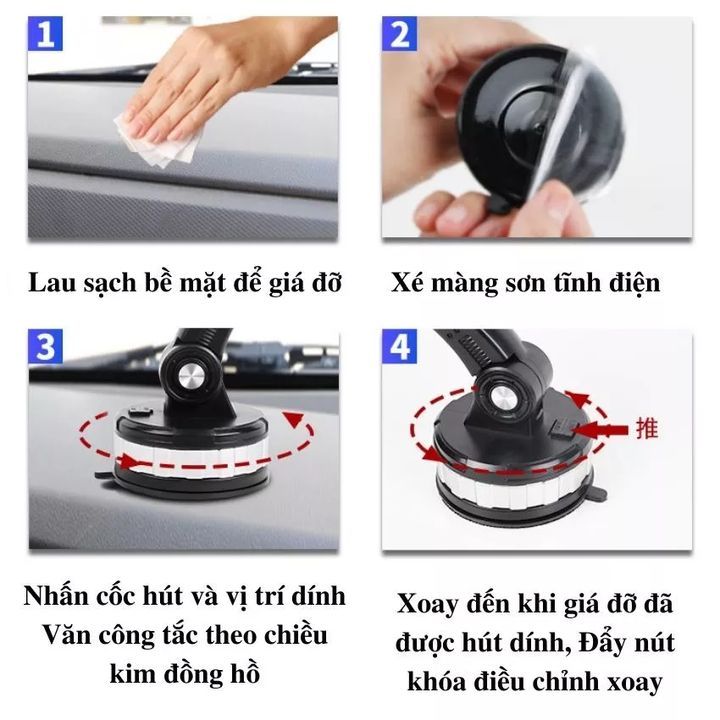 Giá Đỡ Điện Thoại Ô Tô Hút Chân Không & Từ Tính - Xoay 360° Đa Hướng, Chống Rung Vượt Trội _G2