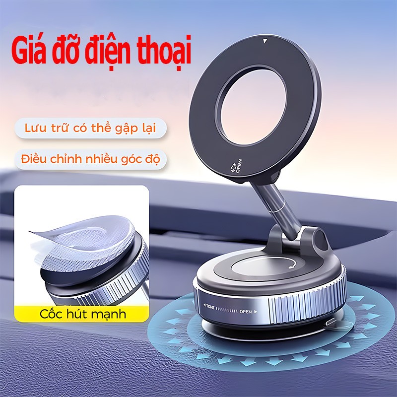 Giá Đỡ Điện Thoại Ô Tô Hút Chân Không & Từ Tính - Xoay 360° Đa Hướng, Chống Rung Vượt Trội _G2