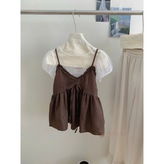 Áo Kiểu Nữ Voan Lưới Xuyên Thấu Chấm Bi Tay Bồng Pixie Mesh Xinh Xắn Dễ Phối Đồ - Cakecat
