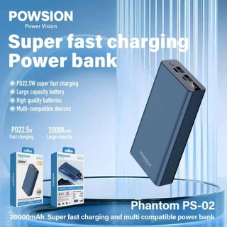 Sạc Dự Phòng POWSION PS-02 20000mAh TypeC PD 20W, 2 USB-A QC3.0 22.5W, Vỏ Kim Loại (Xám) - Phụ Kiện Nhất Tín