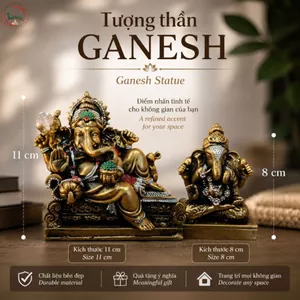 Tượng Decor Để Bàn Làm Việc Hình Thần Voi Ganesha Cao 11cm Tạo Điểm Nhấn Không Gian Học Tập