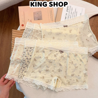 Quần Lót Su Nữ Dáng Đùi Ren Nơ Hoạ Tiết Nhí, Quần Chip Mềm Mịn Chống Hằn Thoáng Khí King Shop L-6448
