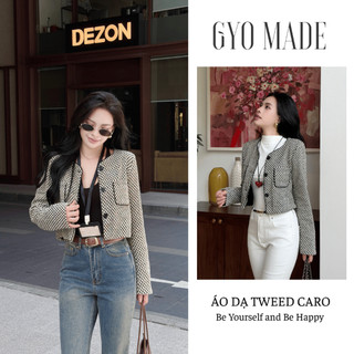 [NEW] Áo khoác dạ Tweed caro nữ GYOMADE® tay dài thanh lịch, chất bố cao cấp có lót trong | GA112