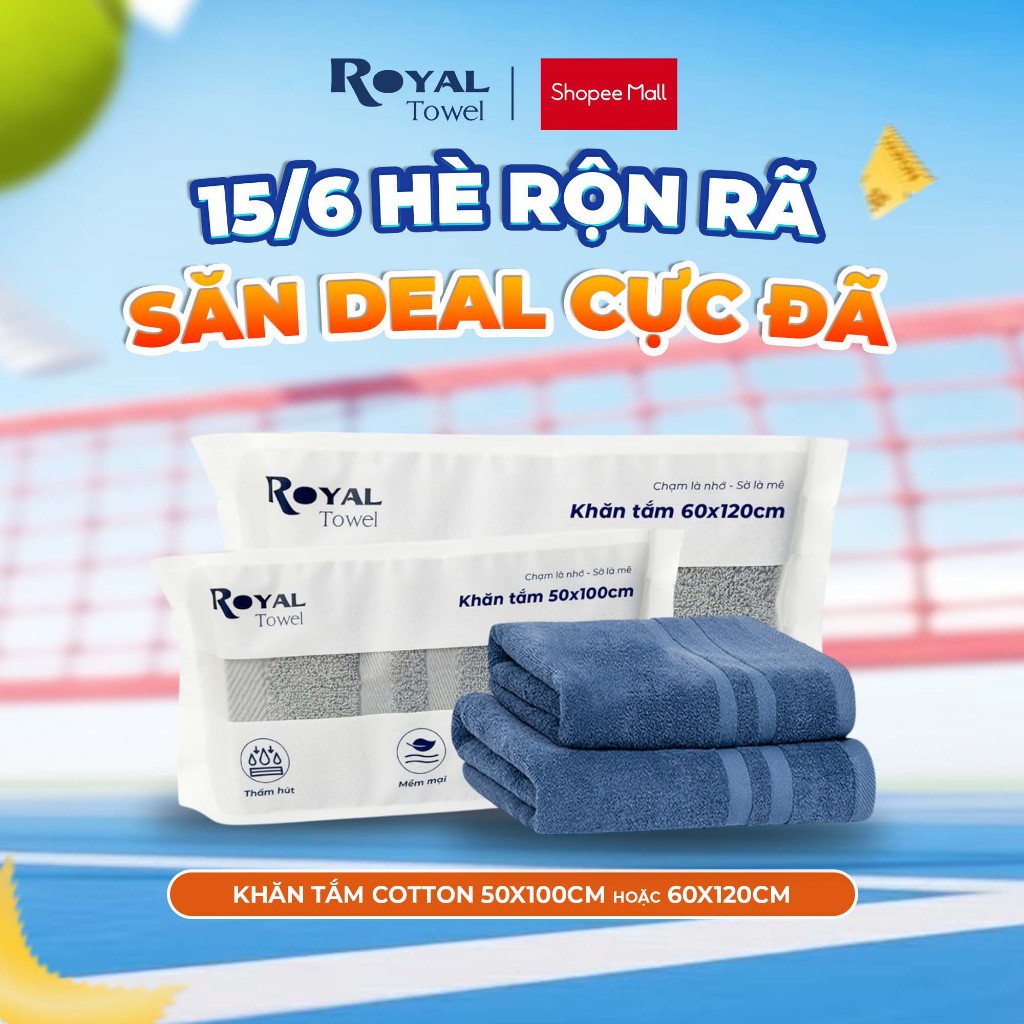 Khăn Tắm Royal Towel 50x100cm Hoặc 60x120cm Sợi Cotton Mềm Mịn, Thấm Hút Tốt, Không Xổ Lông, Không Phai Màu