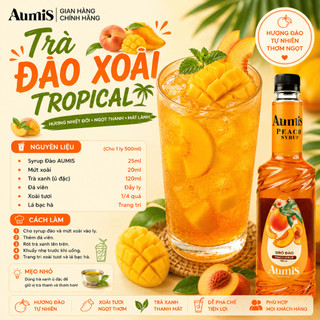 Siro Syrup Đào Aumis 750ml – Hương Đào Thơm Ngon Dùng Pha Chế Cafe, Trà Sữa Cho Tiệm Nước