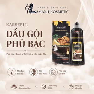 Dầu Gội Phủ Bạc Karseell Maca Essence 500ml | Hỗ Trợ Lên Màu Đen/Nâu, Che Tóc Bạc Tại Nhà.