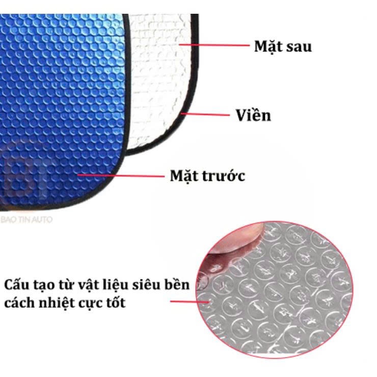 Tấm Cách Nhiệt Che Nắng Cửa Sổ Ô Tô Loại Nhỏ Kích Thước 44x36cm. Phù Hợp Mọi Loại Xe (TẶNG KÈM NÚM HÍT)