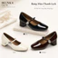 Giày cao gót nữ mule bít mũi 4cm quai ngang quai hậu, dép nữ cao gót thanh lịch