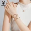 PLAYBOY Đồng hồ nữ Thạch anh Chính hãng Mặt đá pha lê dây Milanese mạ vàng hồng Chống nước 30m 3093