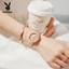 PLAYBOY Đồng hồ nữ Thạch anh Chính hãng Mặt đá pha lê dây Milanese mạ vàng hồng Chống nước 30m 3093