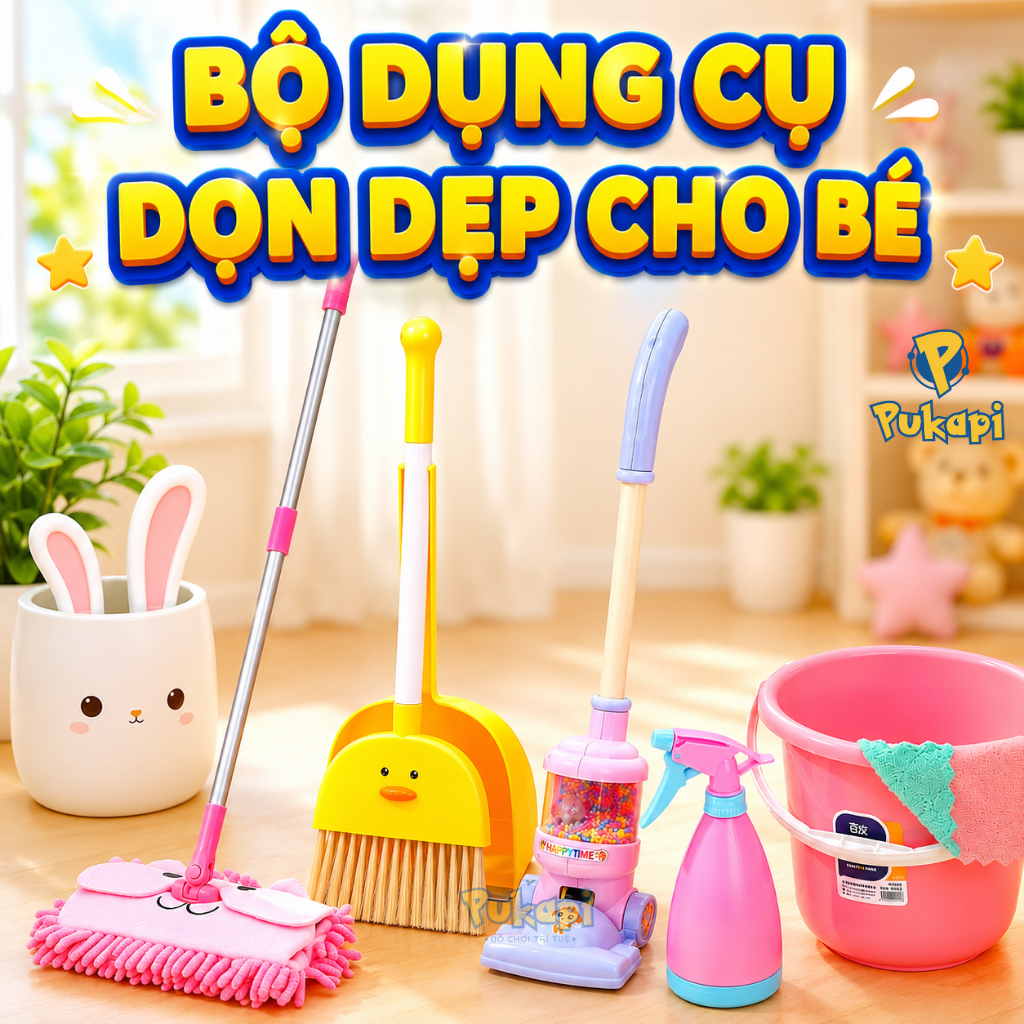 Chổi Quét Nhà Cho Bé Bộ Chổi Quét Nhà Bộ Lau Nhà Bộ Đồ Chơi Lau Nhà Máy Hút Bụi Mini Cho Bé - Đồ Chơi Cho Bé PUKAPI
