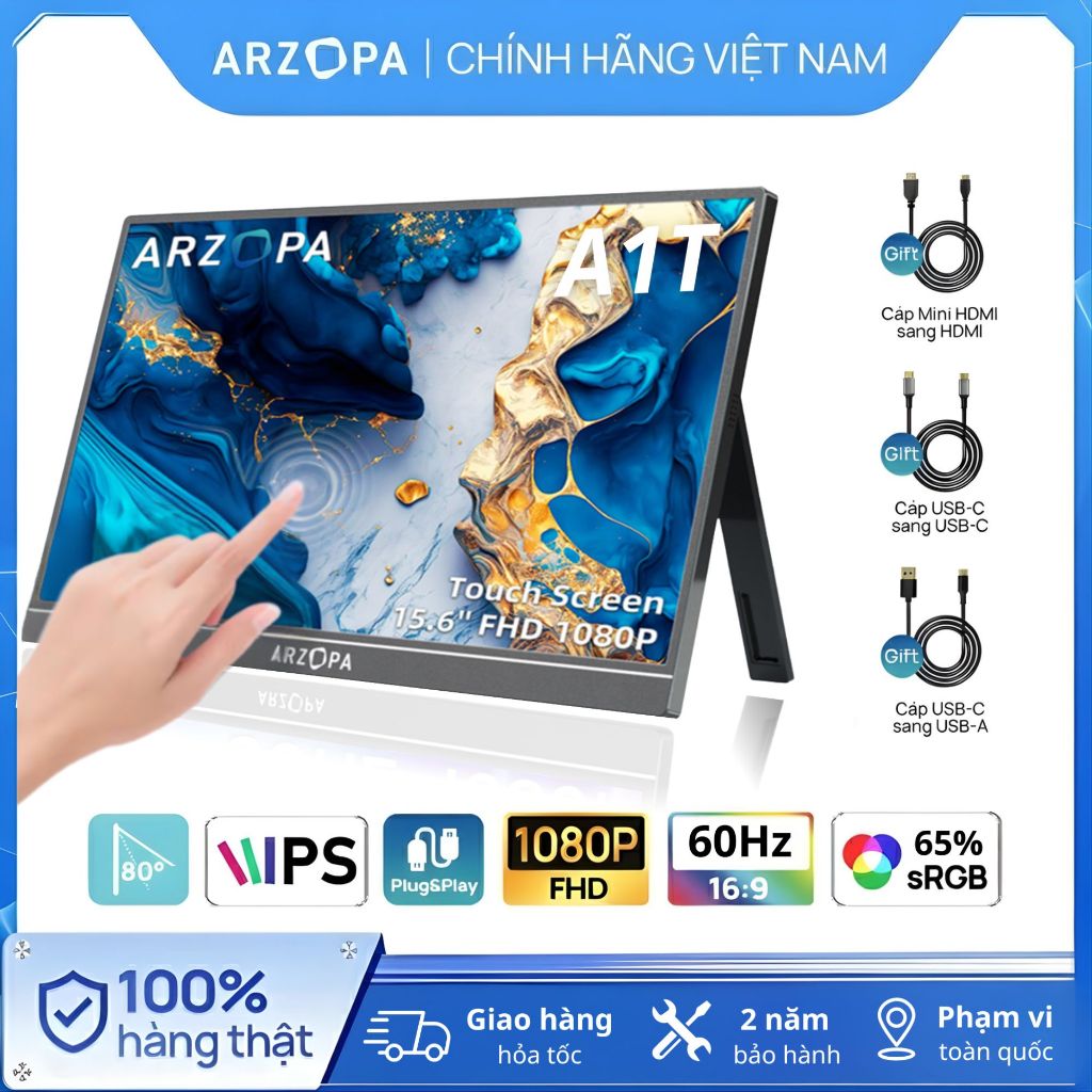 Màn Hình Di Động ARZOPA A1T 15.6" IPS FHD Cảm Ứng | HDR10 | USB-C Mini HDMI | Chính Hãng | BigBuy360 - bigbuy360.vn