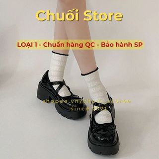 Giày lolita nữ da PU tổng hợp dệt vải đế cao su thanh lịch nữ tính dịu dàng tinh tế