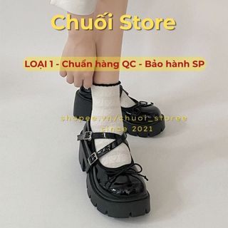 Giày lolita nữ da PU tổng hợp dệt vải đế cao su thanh lịch nữ tính dịu dàng tinh tế
